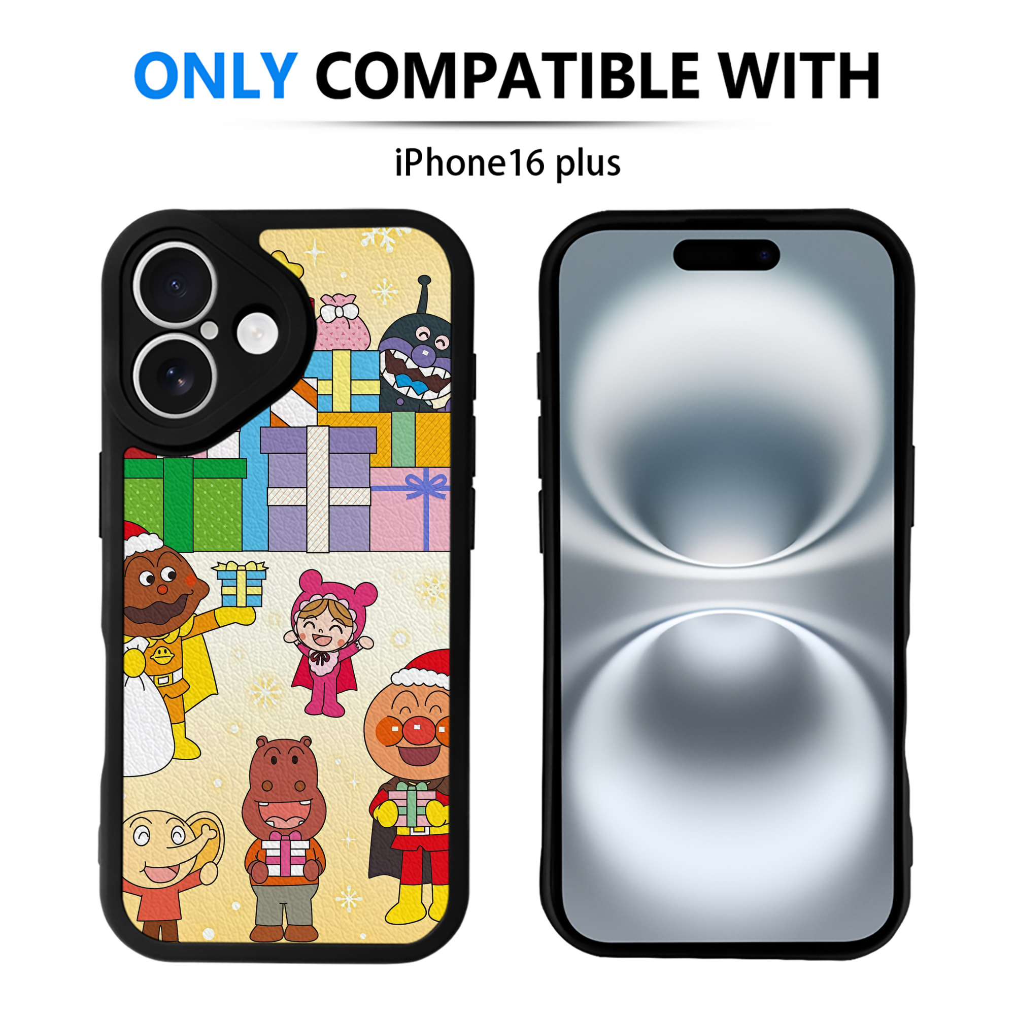 （画像用） アンパンマン Anpanman 【iPhone 16シリーズ対応】シリコンスマホケース（レザー調） 材質：シリコン